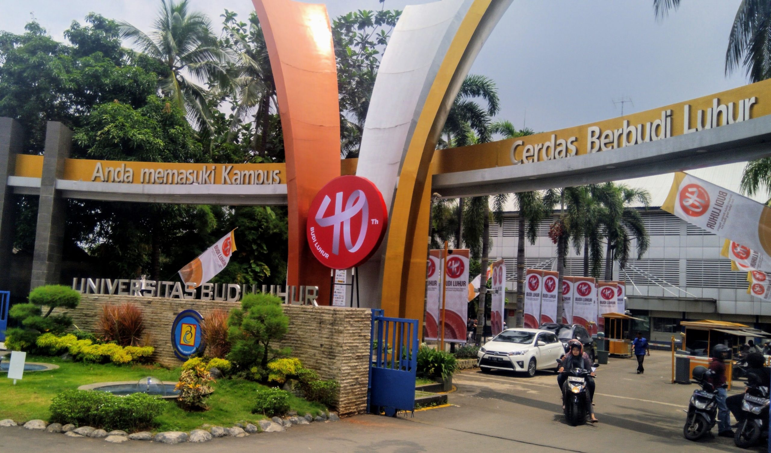 The front gate of Budi Luhur University, March 2019